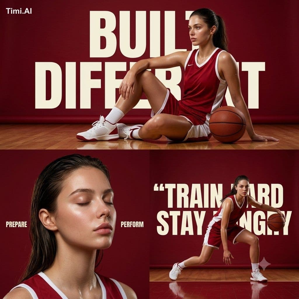 Ultra-premium sports editorial poster collage of a powerful