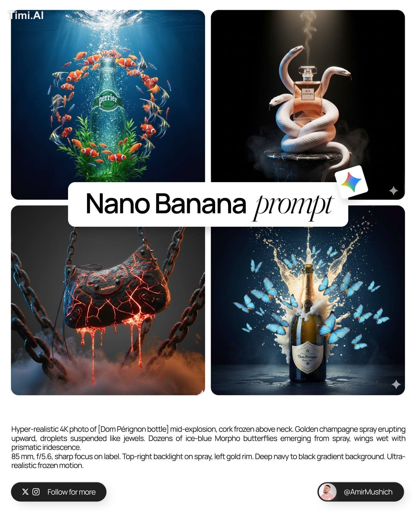 Concept 1: Frozen Time Champagne
[Hyper-realistic 4K photo o