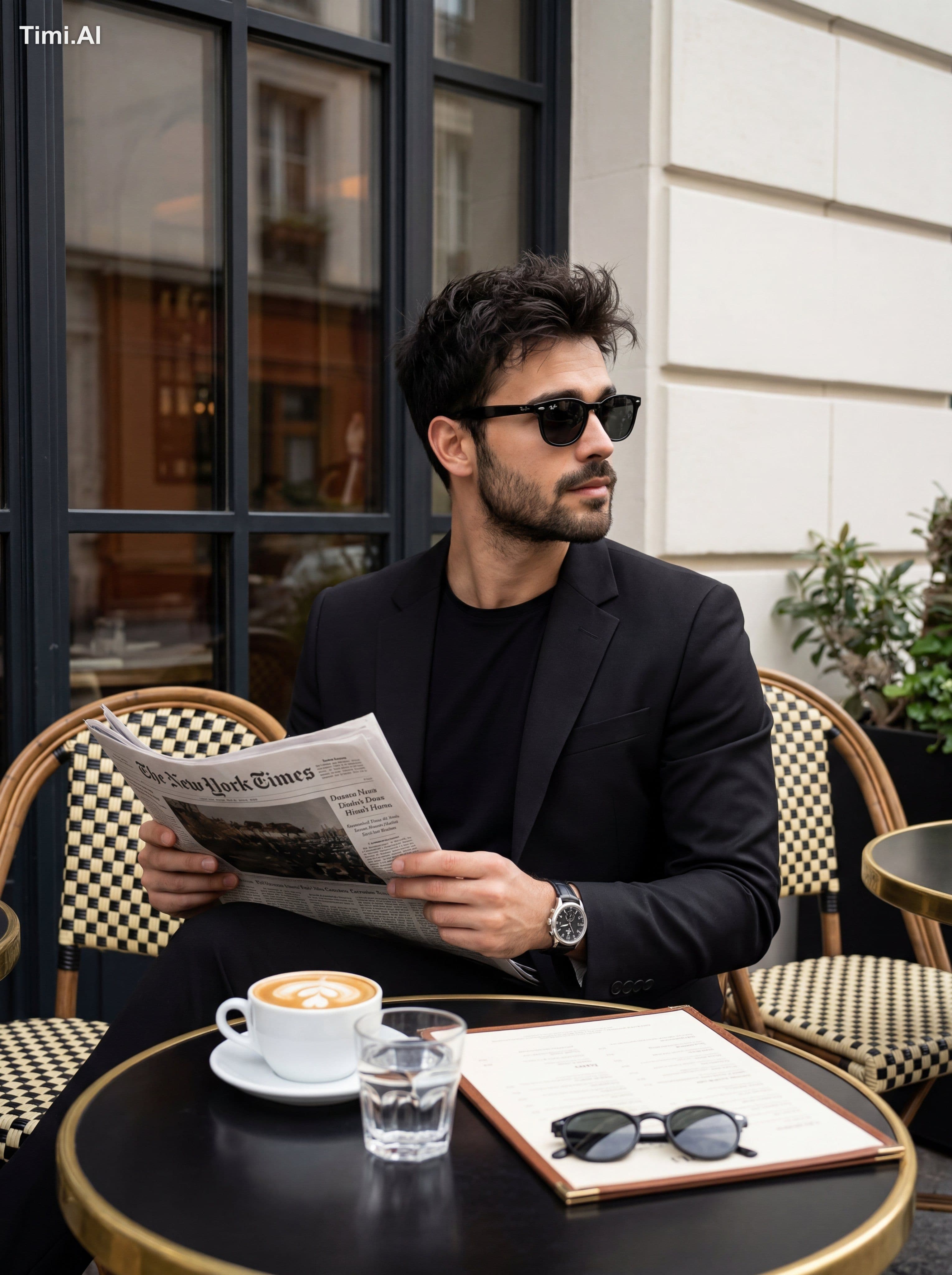 A high-fidelity medium shot of a stylish, well-groomed man w
