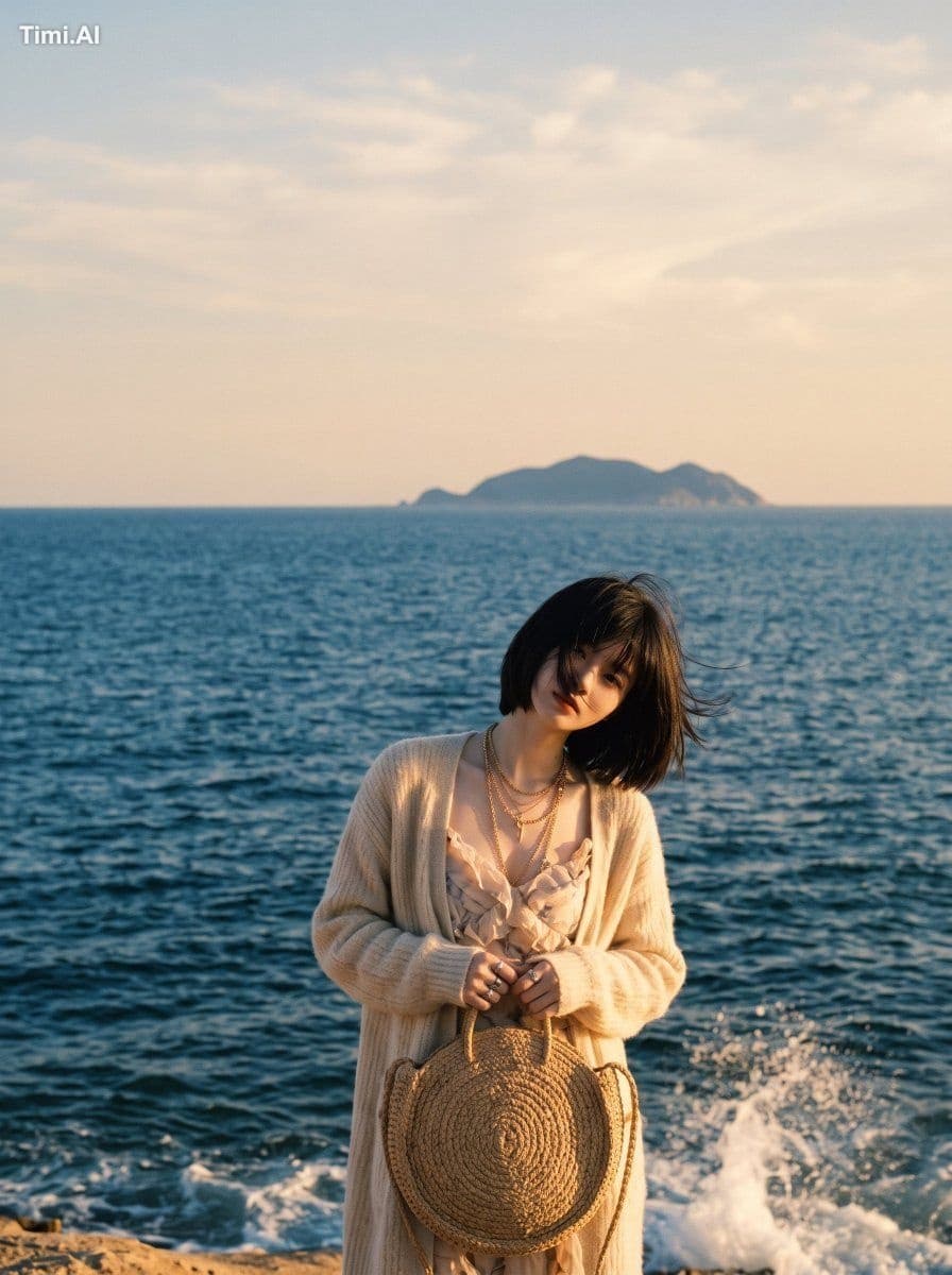 Aesthetic lifestyle portrait of young East Asian woman with