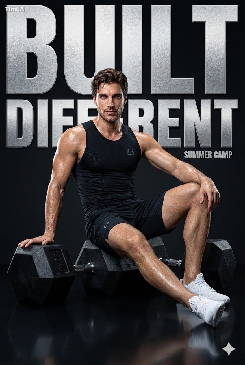 Ultra-realistic high-end fitness campaign poster featuring a