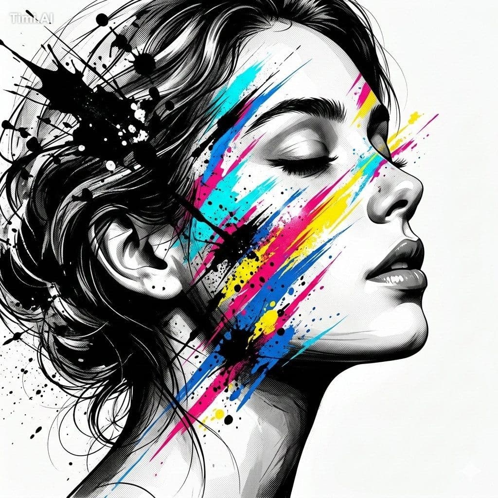 Create a high-contrast artistic portrait of a woman’s side p