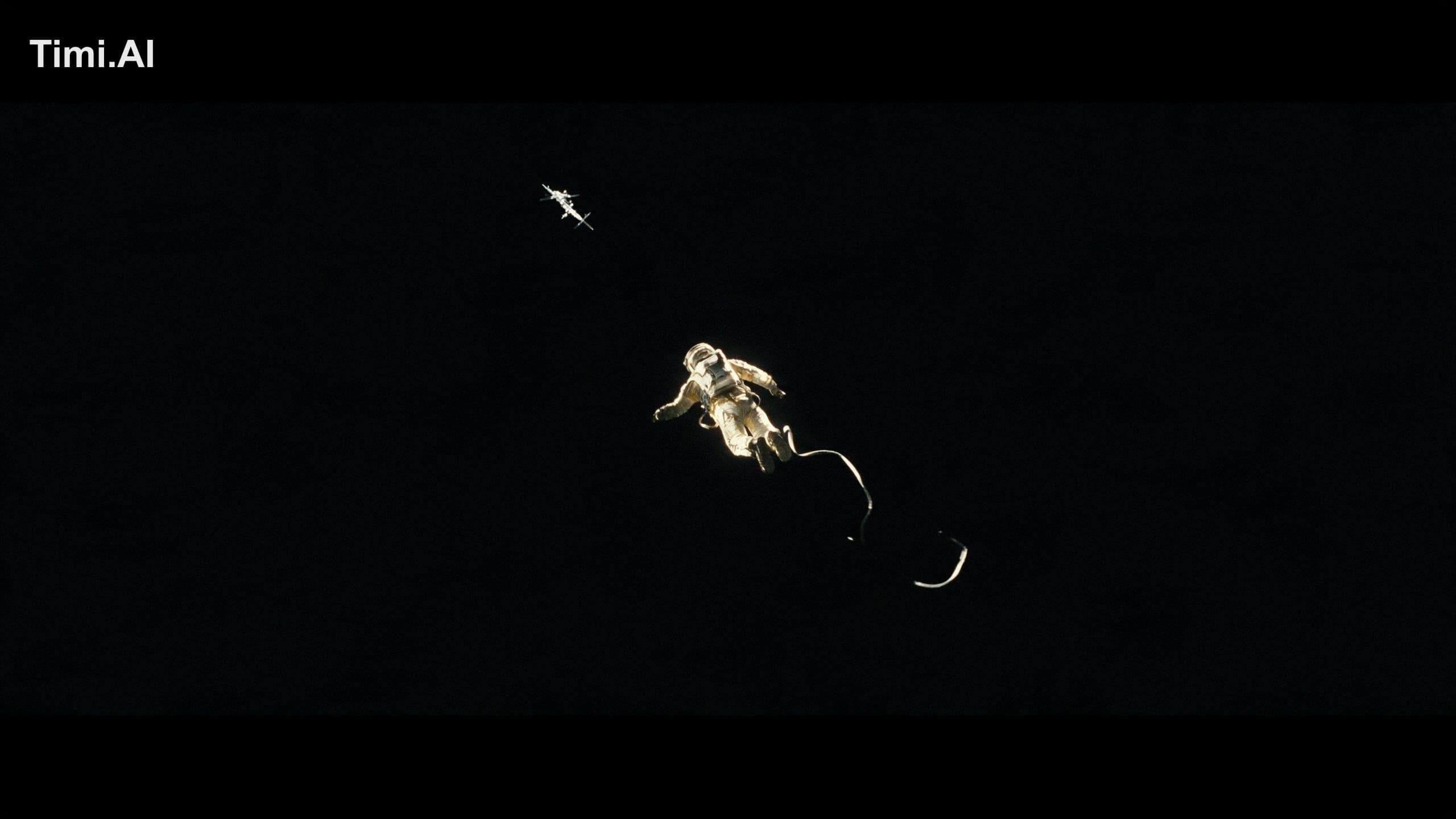 Hard sci-fi cinematic film still, "AIRLOCK" — SHOT 3: Wide v