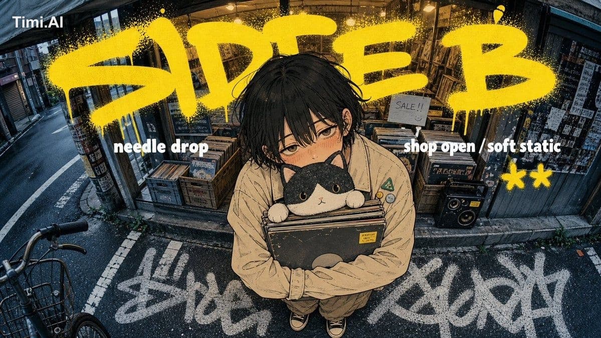 鱼眼广角深夜街头海报,16:9 横版——采用极限运动摄影机级别的鱼眼广角镜头,贴地仰拍构图,画面带明显桶形畸变,人物微微