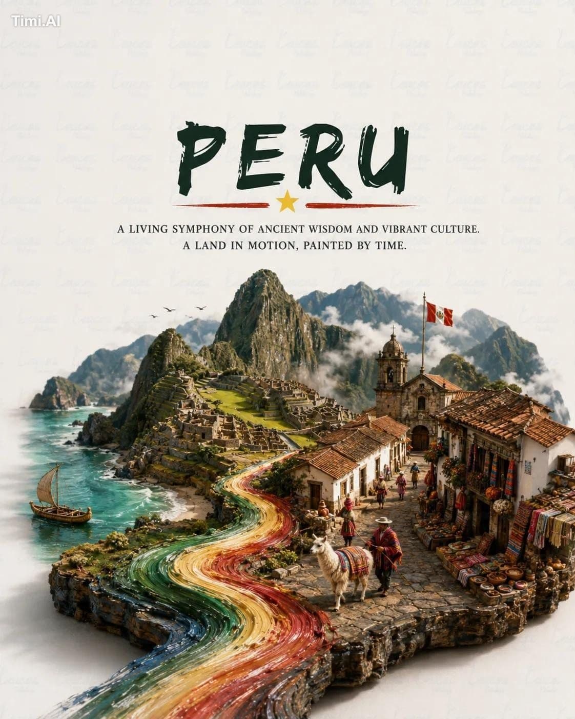 Ultra-detailed 3D miniature diorama travel poster on a clean