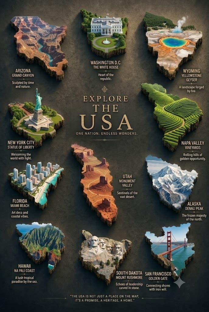 Create a premium luxury travel-poster infographic in a cinem
