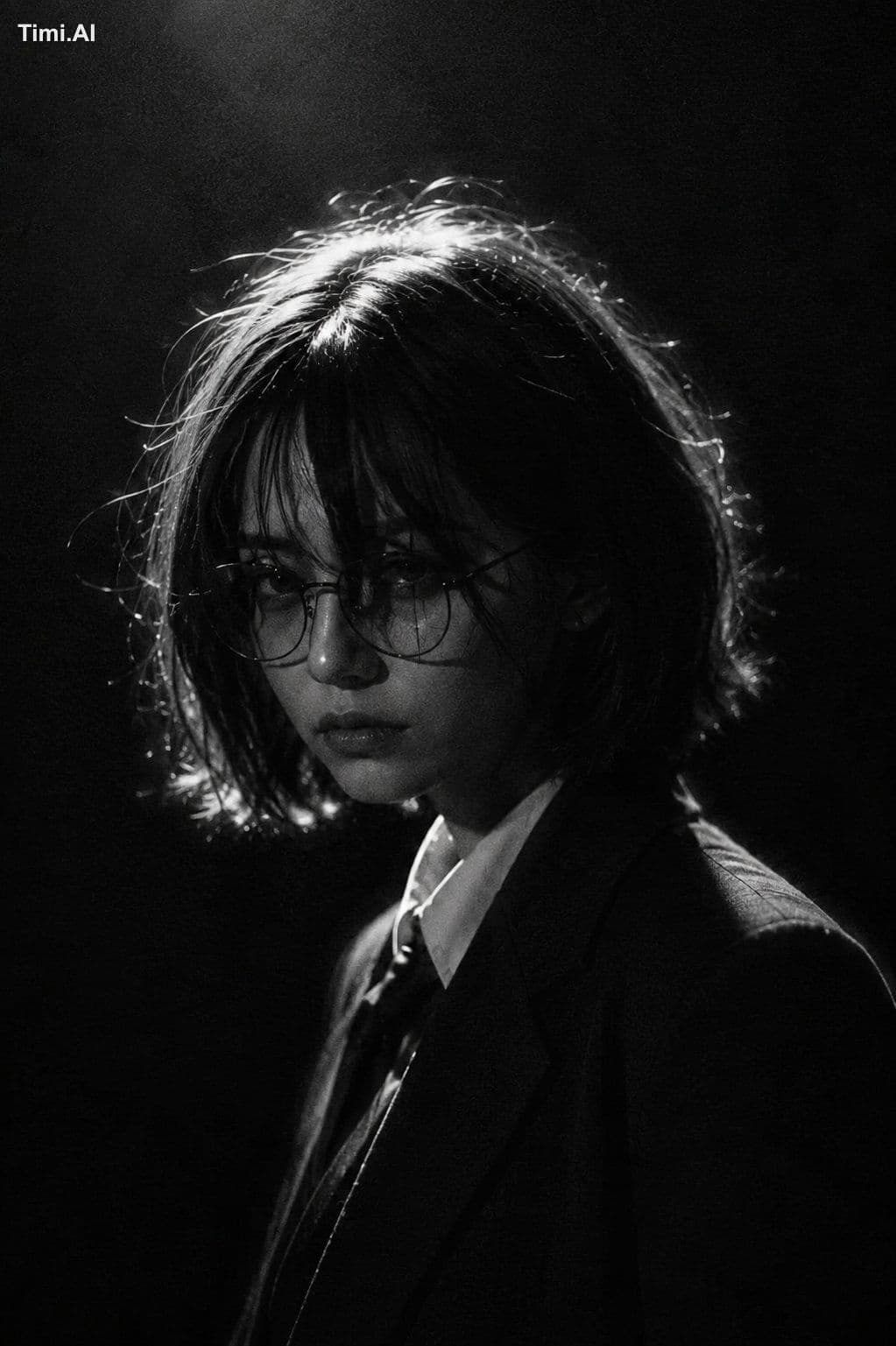 Ultra-realistic cinematic black-and-white portrait of the su