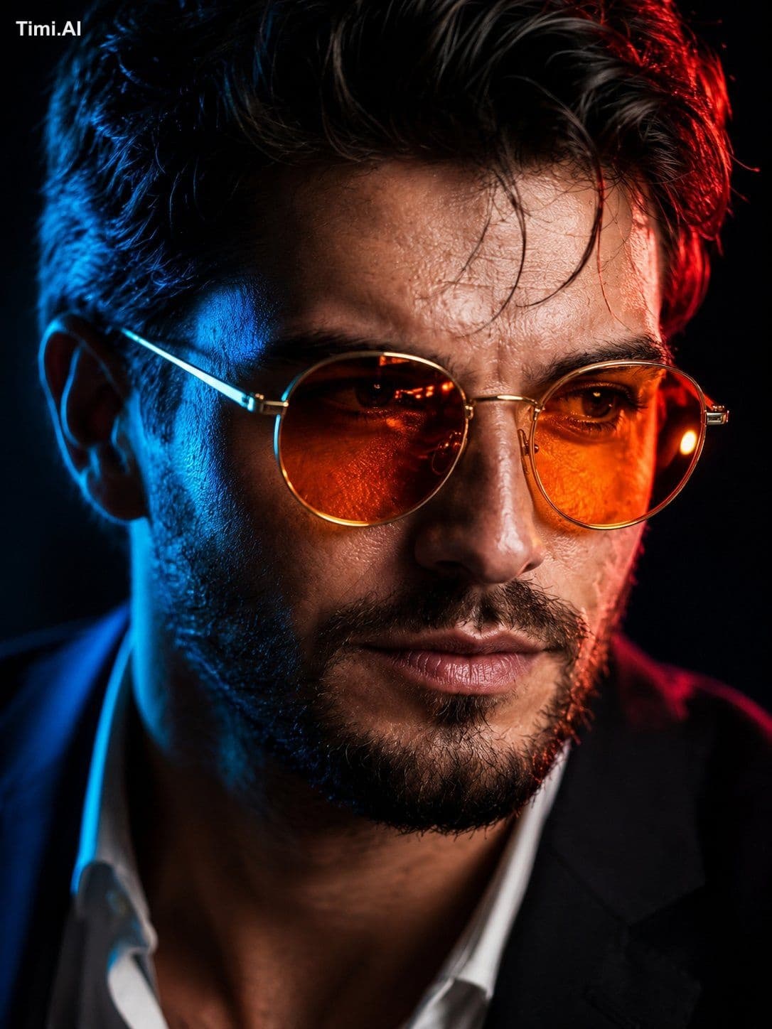 Create an ultra-photorealistic cinematic close-up portrait u
