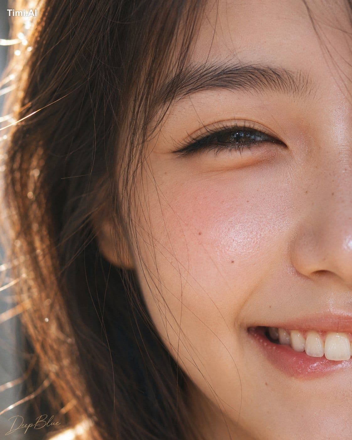 电影级超写实极近距离肖像摄影。
22至28岁成年女性,镜头距离人物约10至20厘米,仅呈现约半张面部,一只眼睛占据画面约