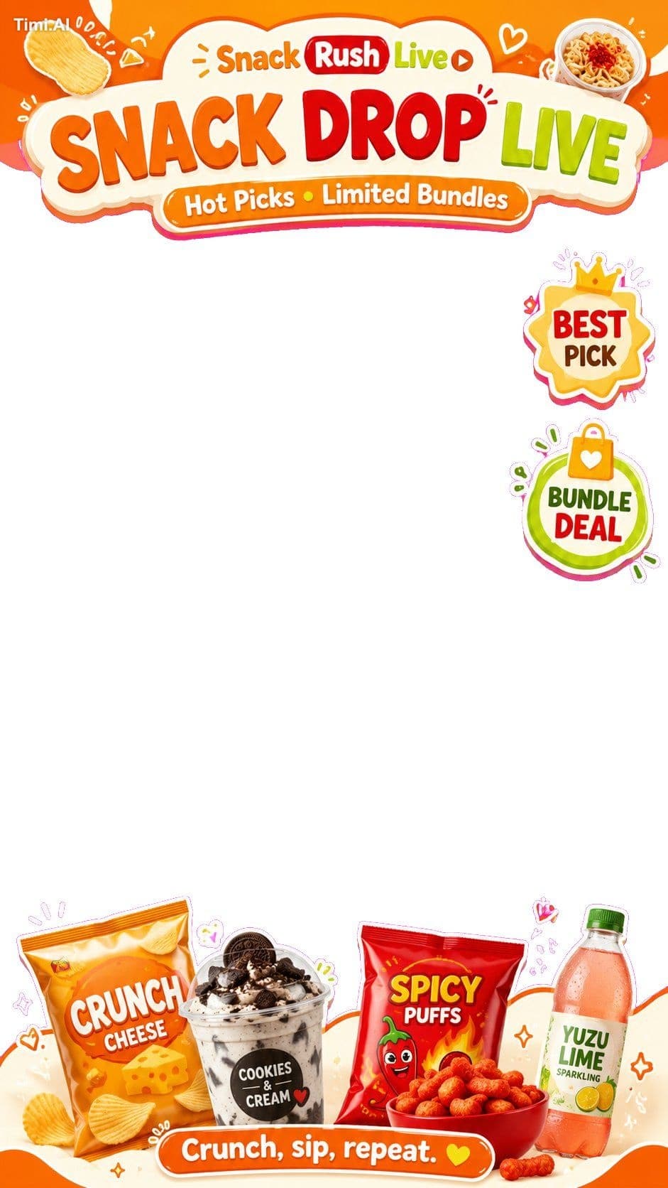 Create a professional vertical 9:16 TikTok Live shopping ove