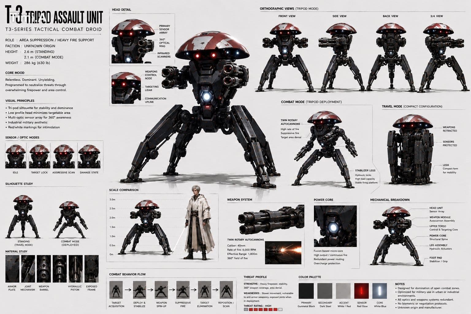Ultra-detailed sci-fi character sheet of a futuristic combat