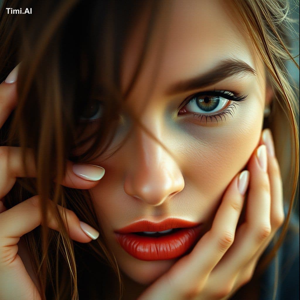 Extreme closeup with intense eye contact and parted lips, me