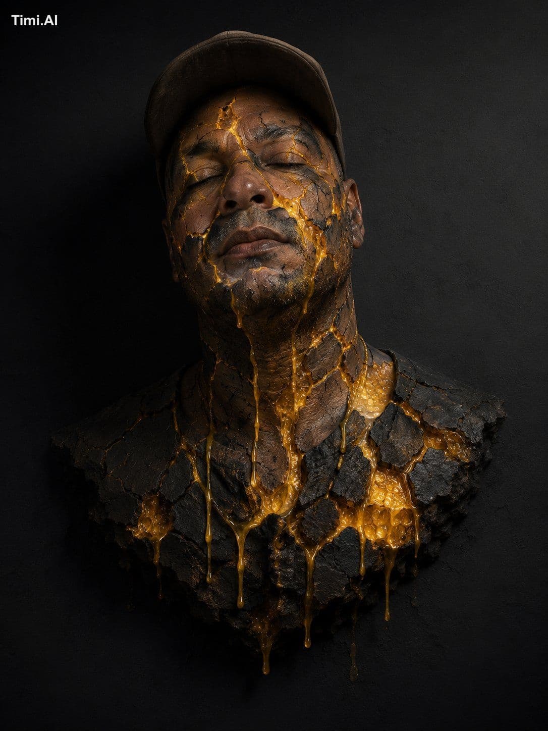 Create a surreal hyper-realistic 3D sculpture using the uplo