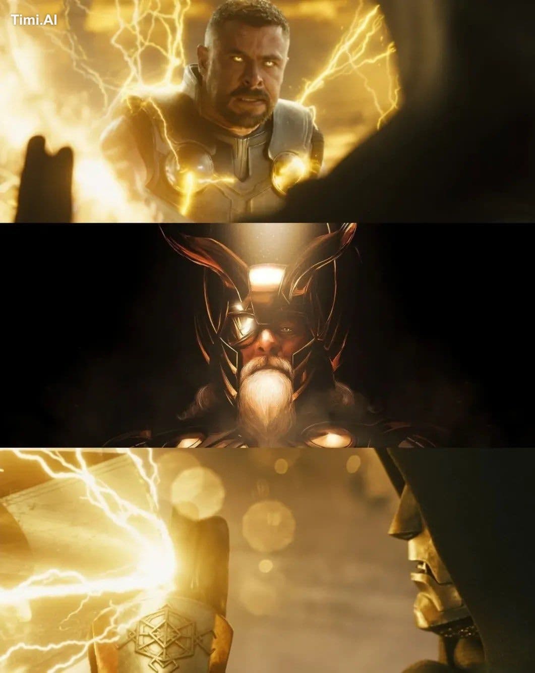 Imagine thor loses and then gains the Odin Force with Gold l